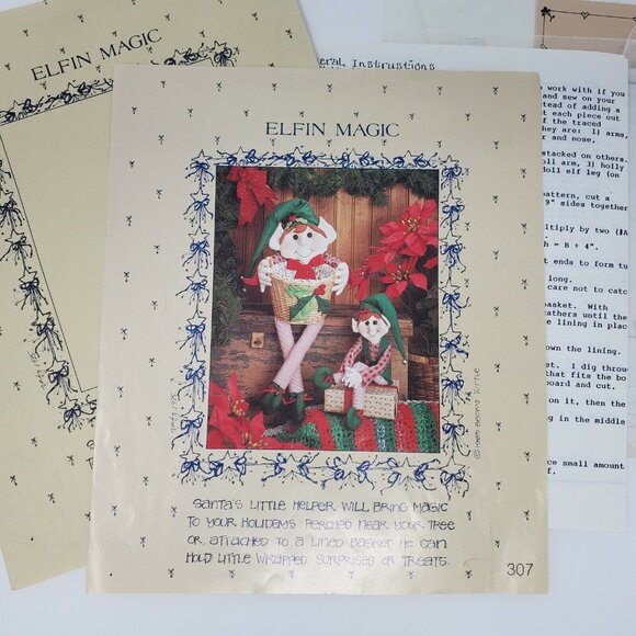 Elf Doll Sewing Instructions Ornament Home Decor Elfin Magic Uncut VTG 1982 - Picture 3 of 6
